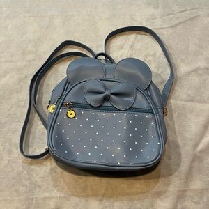 Stylish Blue Polka Dot Mini Backpack with Bow and Mouse style ears